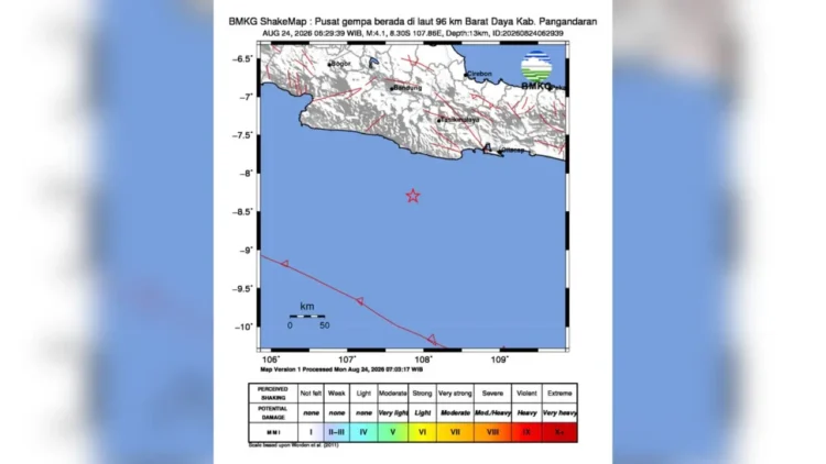 Gempa M 4,1 Guncang Pangandaran, Getarannya Terasa hingga Cianjur